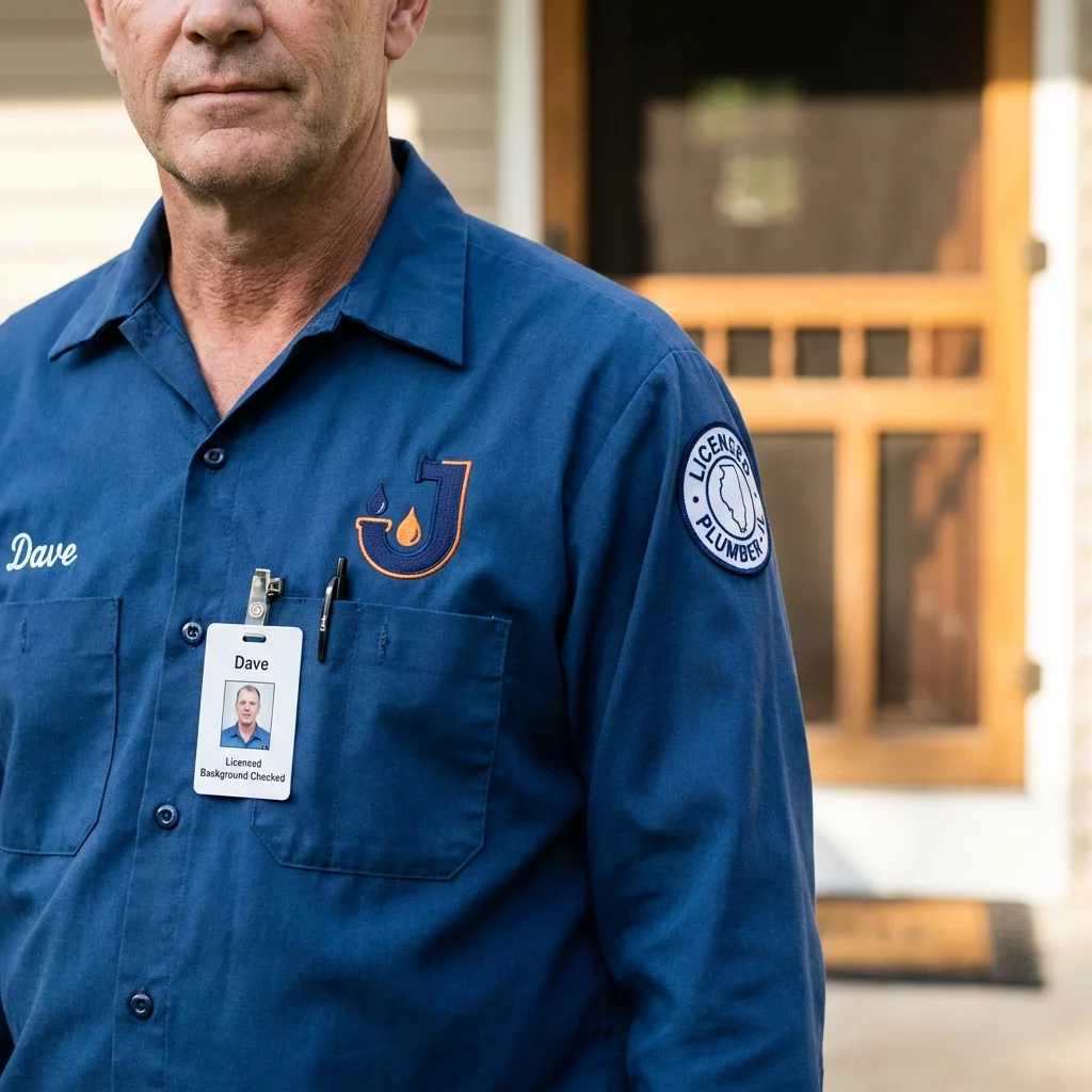 Licensed plumber showing ID badge in Union Springs, AL