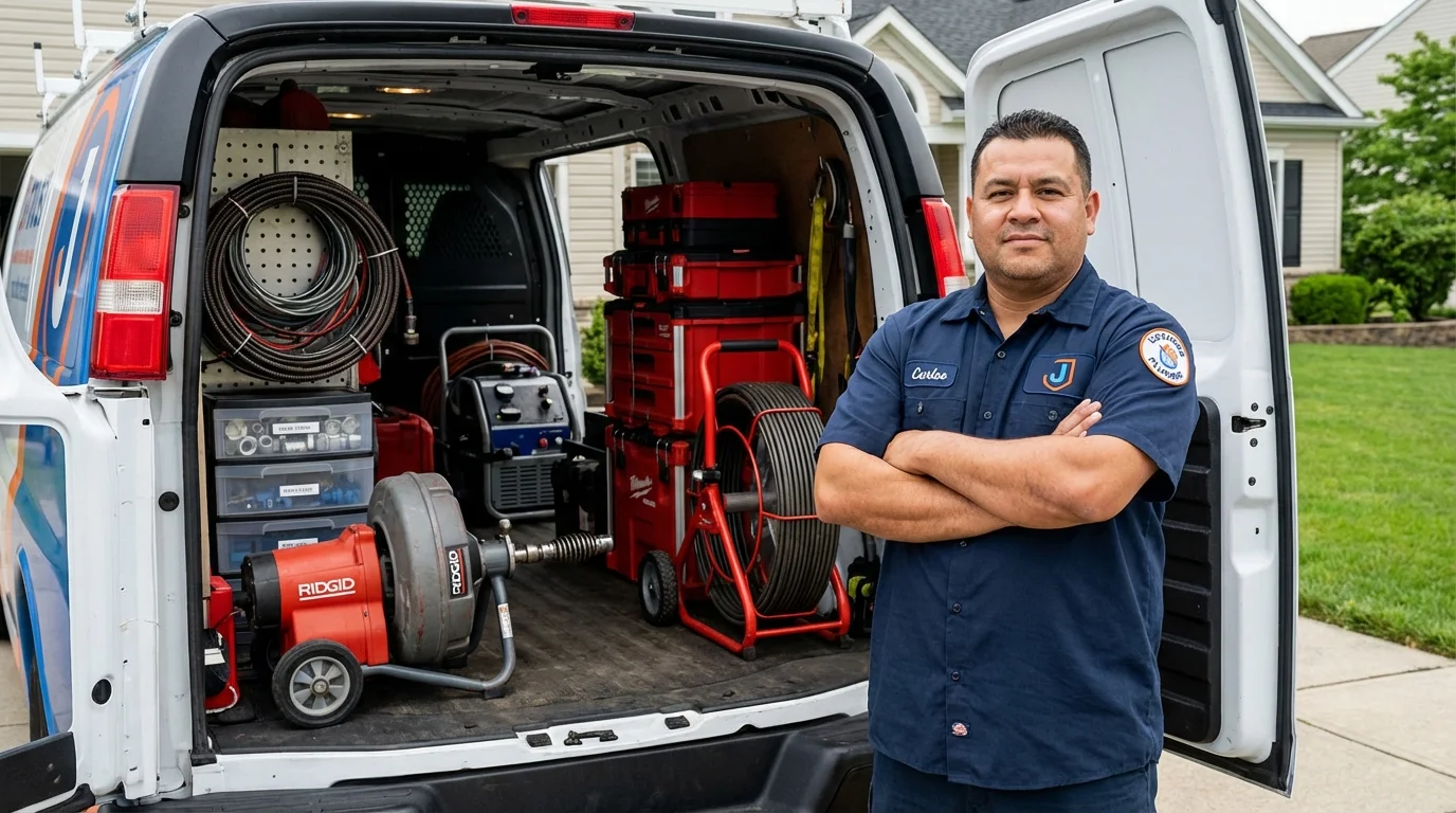 Professional drain cleaning equipment and Johns Plumbing LLC plumber in Union Springs