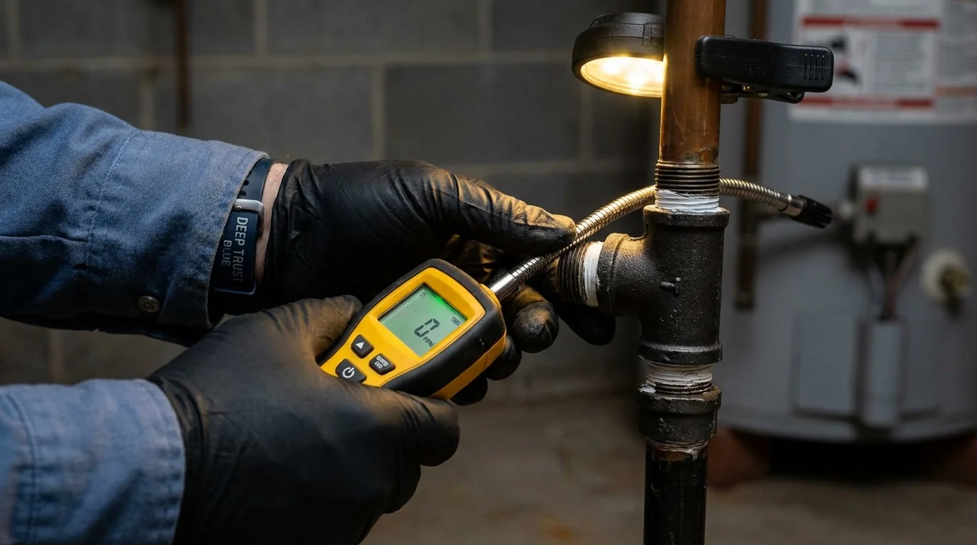 Gas leak detection with electronic sniffer by Johns Plumbing LLC in Union Springs