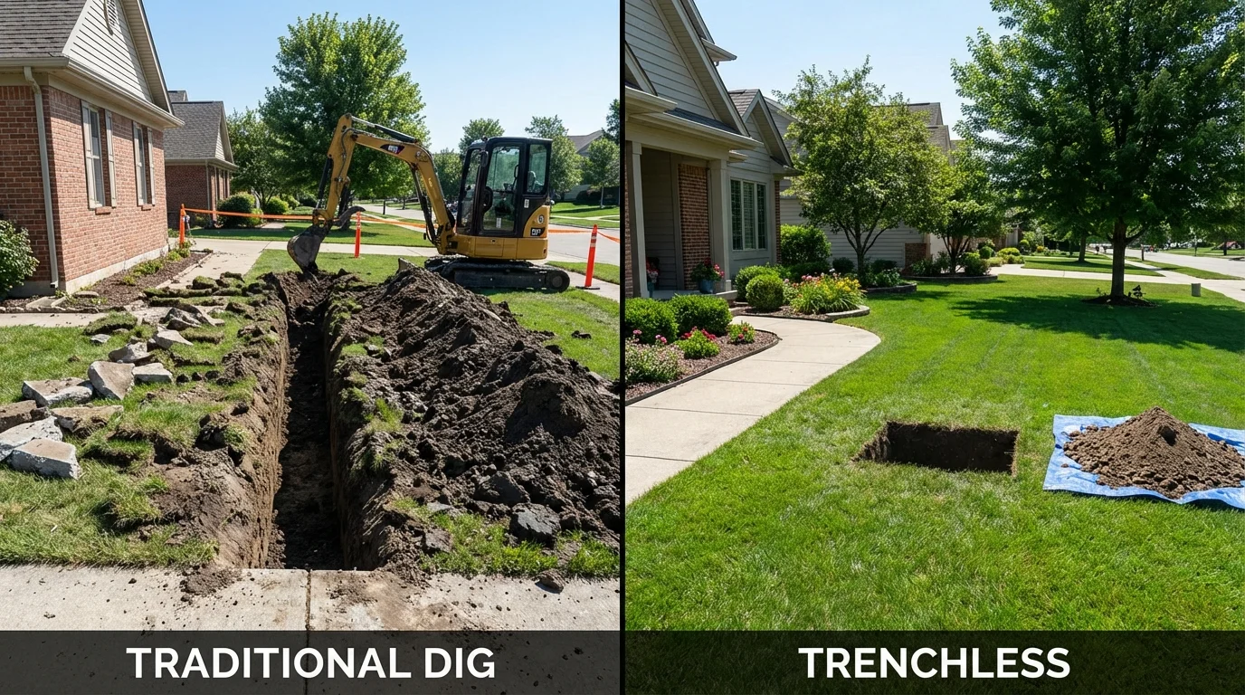 Trenchless sewer repair with minimal yard damage versus traditional excavation in Union Springs, AL